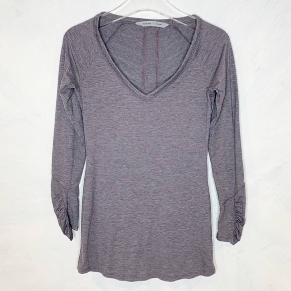 Athleta Tops Athleta Long Sleeve V Neck Ruched Top Jersey Tee